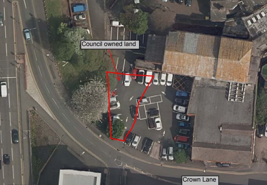A map shows the part of the car park in Crown Lane that is owned by Dudley Council. Image courtesy of Dudley Council