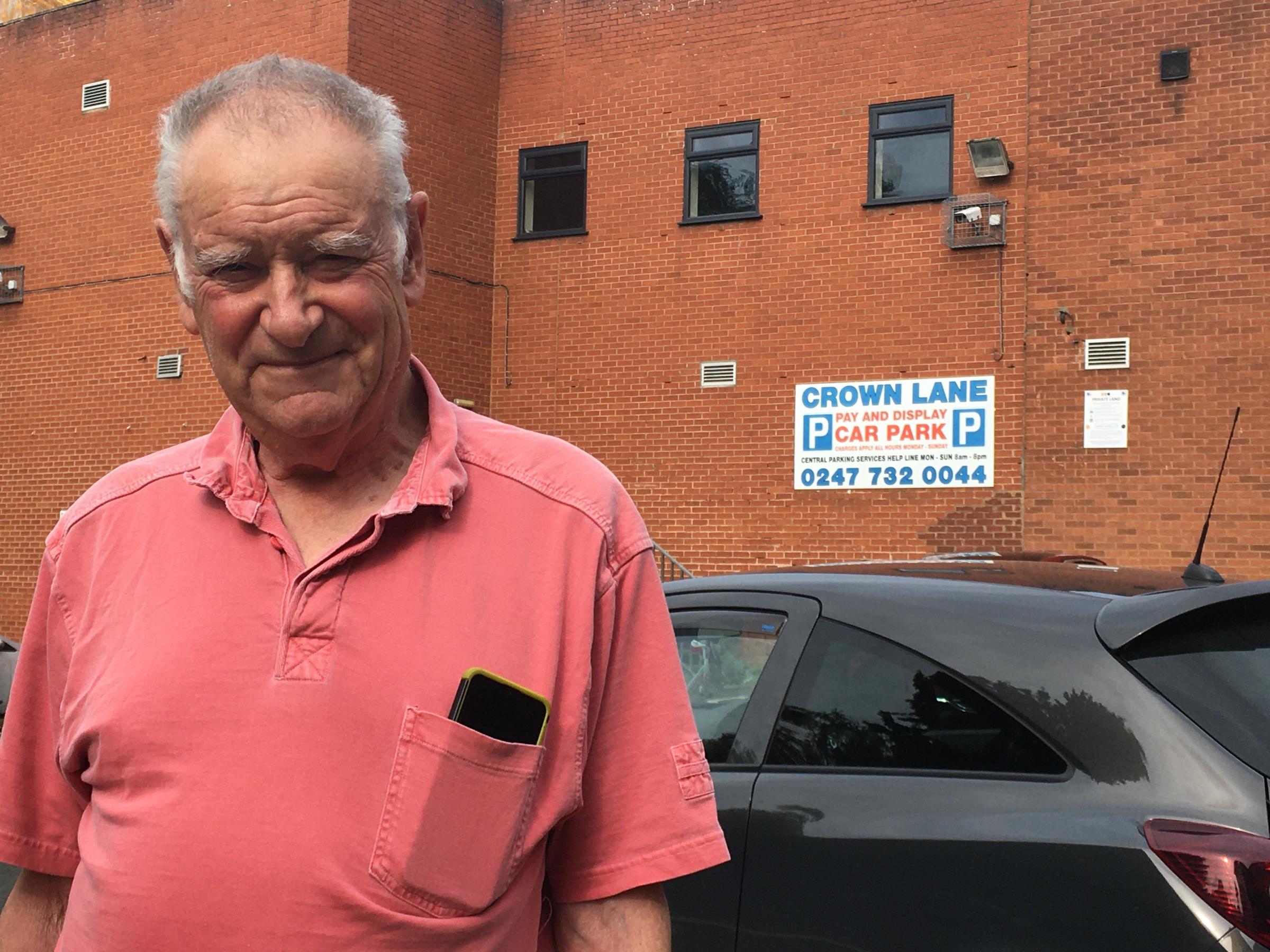 Clive Sowerby in front of the Crown Lane car park
