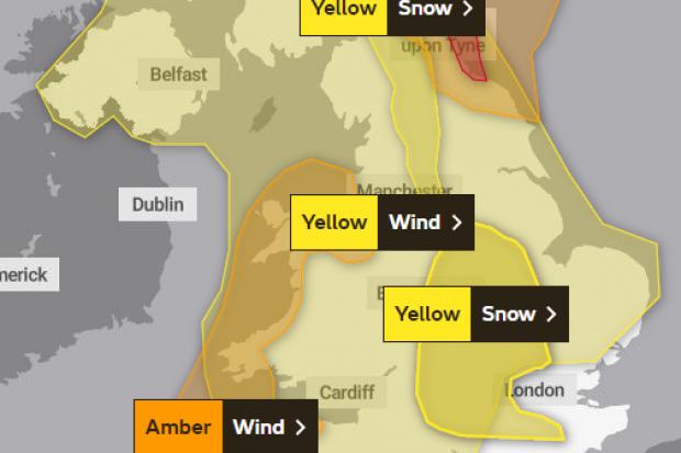 The Met Office has issued seven severe weather warnings