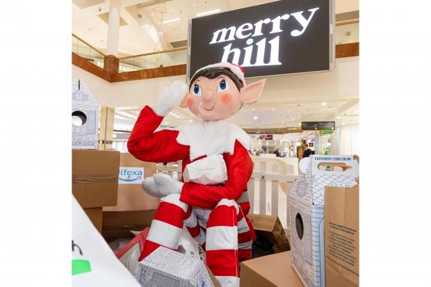 A giant elf on the shelf has arrived at Merry Hill shopping centre. Pic by Shaun Fellows / Shine Pix Ltd
