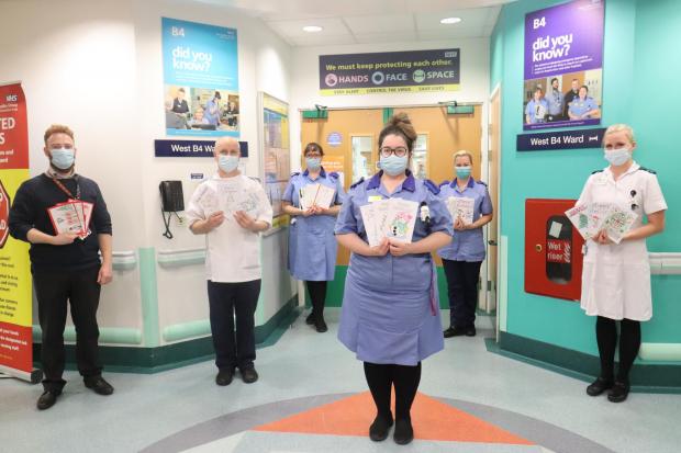 Hospital staff with some of the cards