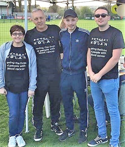 Lynn Wilkes, left, with husband Simon, their late son Olly and son Ben, right.