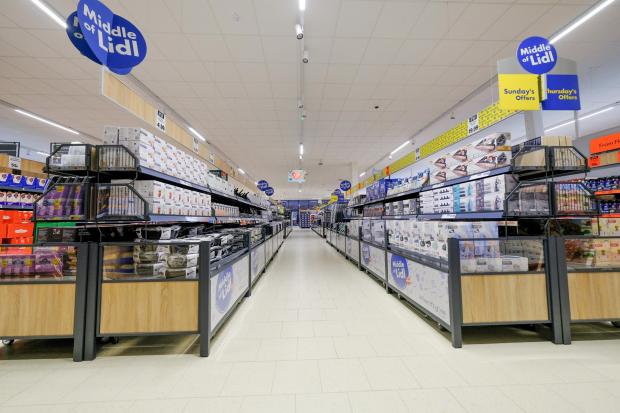 Stourbridge News: The middle aisle in the new Lidl at Merry Hill.