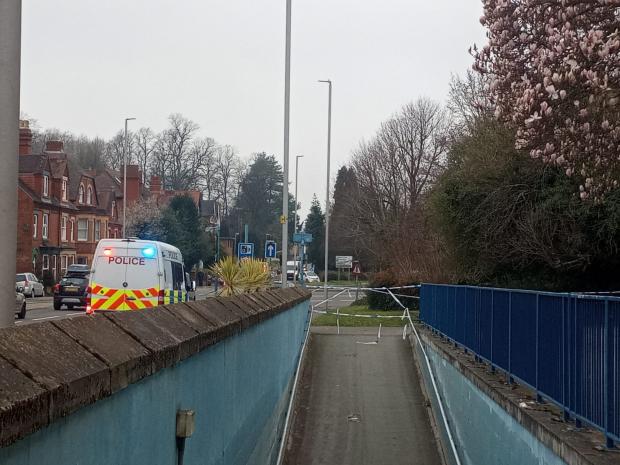 Stourbridge News: A police cordon in place at the underpass on Market Street.