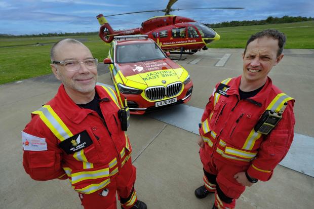 The southern critical care car with two of the Midlands Air Ambulance Charity’s critical care paramedics, Mike Andrews, left, and Steven ‘Mitch’ Mitchell, right.
