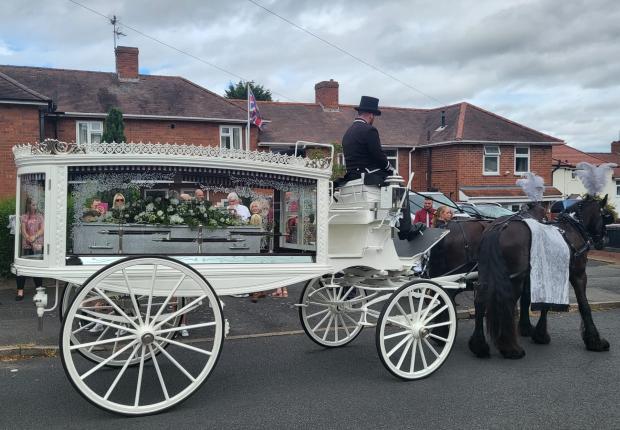 Stourbridge News: A horse-drawn carriage carried Rachel Shaw on her short journey from her home in Leonard Road to Stourbridge Crematorium