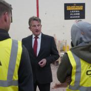 Cllr Steve Clark talks with students at Construction Central Academy in Stourbridge. Picture: Liam White