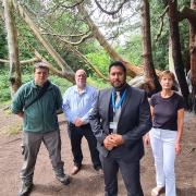 L-r - Thomas Weaver, warden at Saltwells National Nature Reserve, Les Drinkwater from the Friends group, Councillor Shaz Saleem and Marion Drinkwater from the Friends Group