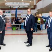 Jonathan Poole, Mike Wood MP and Andy Street at Mike Wood's 2021 Jobs & Skills Fair. Pic by Shaun Fellows  / Shine Pix Ltd