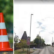 Temporary traffic lights in Wordsley while water pipe repairs underway on A491