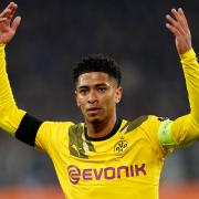Borussia Dortmund's Jude Bellingham rallies the crowd during the UEFA Champions League, round of 16 match at Signal Iduna Park, Dortmund, Germany. Picture date: Wednesday February 15, 2023. PA Photo. See PA story SOCCER Chelsea. Photo credit should