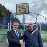 Councillor Steve Clark with TRA chairperson Geoff Lawley at Hawbush Park