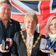 L-r - Stuart Bratt, Councillor Sue Greenaway, the Mayor of Dudley and Rose Cook-Monk