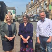 Suzanne Webb MP with housing and planning minister Rachel Maclean and Lye councillor Dave Borley