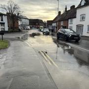 The water main burst at the crossroads with the Stourbridge Road