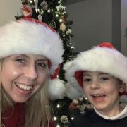 Katie Smith and son Eli getting ready for Christmas