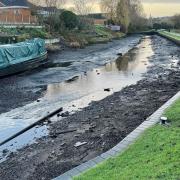 Stourbridge Canal pictured drained of water on January 4, 2024