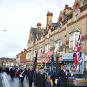 Veterans march through Lye High Street. Pic courtesy of Cllr Tim Crumpton