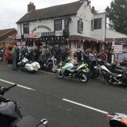 Bikers gathered outside The Widders pub in Colley Gate