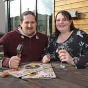 Alexandra and Neil Rollinson celebrate their £50,000 win courtesy of Brewers Fayre