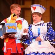 Local favourite Doreen Tipton (right) joins forces with Childrens' TV fave Sooty and Richard Cadell (left) in this year's 'Sleeping Beauty' at the Wolverhampton Grand. photo © Tim Thursfield, Express & Star 2018.