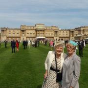 L-r - hospice volunteers Jean Wesson and Julie Turvey attended a garden party at Buckingham Palace on behalf of the Stourbridge charity