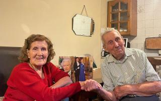 Samuel and Margaret Green, known as Geoff and June, celebrating their 70th wedding anniversary
