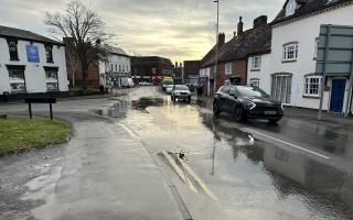 The water main burst at the crossroads with the Stourbridge Road