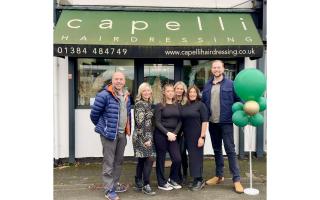 Cllrs Adam Davies and Wayne Little with Flora Bianco and her team at Capelli Hairdressing