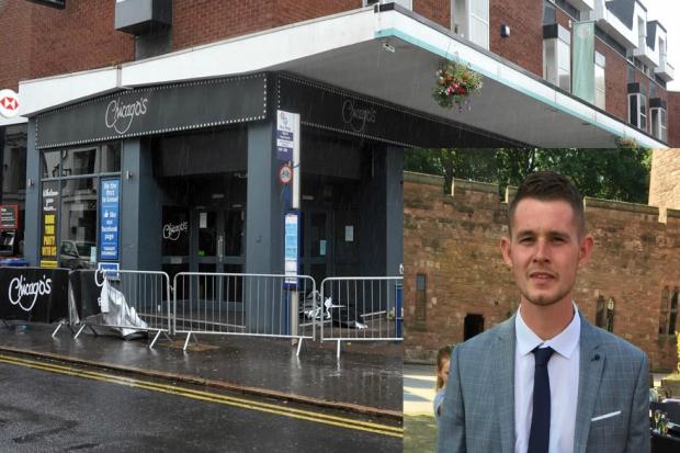 Chicago's in Stourbridge High Street - and, inset, Ryan Passey who was fatally stabbed at the venue on August 6.