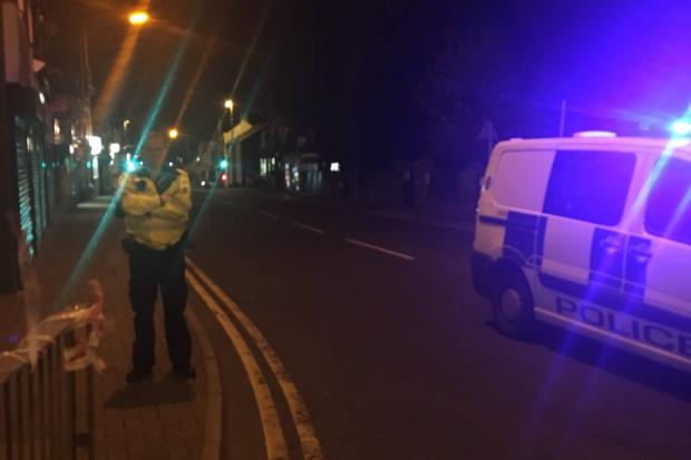 An officer stands at the scene on Monday evening (October 16). Pic courtesy of @DudleyTownWMP